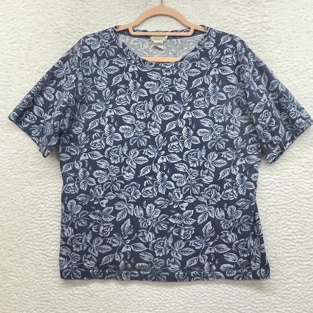 Vintage Banana Republic Shirt Shorts Set Womens Small Blue Floral Made USA 80s - Picture 3 of 12